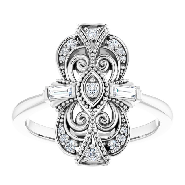 14K White 1/6 CTW Diamond Vintage-Inspired Ring